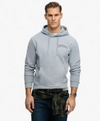 Superdry Bluza Athletic Essentials – Luźny krój, Szczotkowana podszewka. Niebieskie bluzy z kapturem Superdry, l, bez wzorów, z bawełny, bez kaptura. Za 367.35 zł.