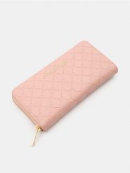 Portfel ze strukturalnym zdobieniem - różowy. Czerwone portfele Sinsay, z aplikacjami. Za 29.99 zł.
