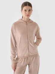 4F Bluza dresowa z weluru rozpinana z kapturem damska - beżowa S. Brązowe bluzy z kapturem 4f, s, bez wzorów, z dresówki, z kapturem. W wyprzedaży za 79.99 zł.