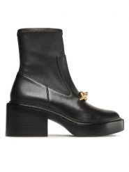 Coach Botki Kenna Leather Bootie CK031 Czarny. Czarne botki Coach, bez wzorów, ze skóry, bez obcasa, na słupku, bez zapięcia. Za 899.99 zł.