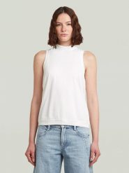 G-Star Bluzka w kolorze białym rozmiar: L. Białe bluzki G-Star, l, bez wzorów, z bawełny, retro, bez kołnierzyka, bez ramiączek. Za 143.90 zł.