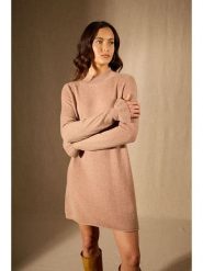 Perfect Cashmere Kaszmirowa sukienka "Lyamia" w kolorze beżowym rozmiar: S. Brązowe sukienki Perfect Cashmere, na co dzień, s, bez wzorów, z kaszmiru, bez kołnierzyka, bez ramiączek, midi, proste. Za 405.05 zł.