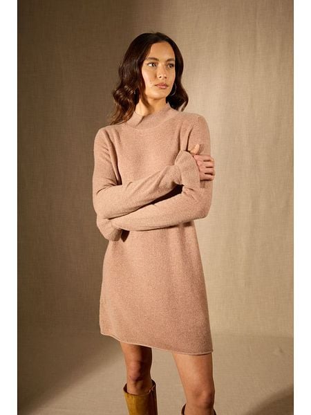 Perfect Cashmere Kaszmirowa sukienka "Lyamia" w kolorze beżowym rozmiar: S. Brązowe sukienki Perfect Cashmere, na co dzień, s, bez wzorów, z kaszmiru, bez kołnierzyka, bez ramiączek, midi, proste. Za 405.05 zł.