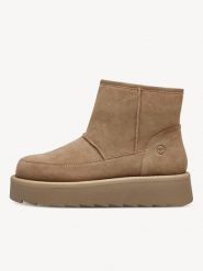 Tamaris Skórzane botki w kolorze jasnobrązowym rozmiar: 40. Brązowe botki Tamaris, bez wzorów, eleganckie, bez obcasa, na platformie, bez zapięcia. Za 139.20 zł.