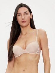 Tommy Hilfiger Biustonosz balkonetka UW0UW02420 Beżowy. Brązowe biustonosze Tommy Hilfiger, bez wzorów, z syntetyku. Za 139.99 zł.