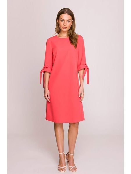 Stylove Sukienka w kolorze czerwonym rozmiar: XL. Czerwone sukienki Stylove, na co dzień, xl, bez wzorów, bez kołnierzyka, bez ramiączek, midi, proste. Za 197.63 zł.