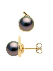 Mitzuko Złote kolczyki-wkrętki z diamentami i perłami rozmiar: onesize. Żółte kolczyki Mitzuko, z diamentem, złote. Za 1,796.99 zł.