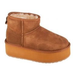 Buty Emu Australia Stinger Micro Flatform W13082-CHES brązowe. Brązowe śniegowce bez wzorów, z gumy, bez zapięcia. Za 731.13 zł.