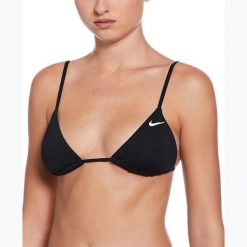Góra od stroju pływackiego Nike Essential Triangle Bikini. Czarne bikini Nike, bez wzorów. Za 89.99 zł.