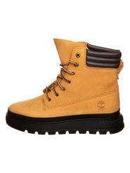 Timberland Skórzane botki "Ray City" w kolorze jasnobrązowym rozmiar: 37. Brązowe botki Timberland, bez wzorów, z materiału, bez obcasa, bez zapięcia. Za 269.75 zł.