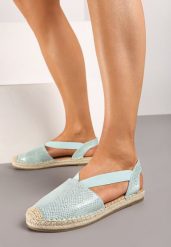 Jasnozielone Płaskie Espadryle z Imitacji Skóry Wialla. Zielone espadryle Born2be, bez wzorów, ze skóry, bez obcasa, na płaskiej podeszwie. Za 99.99 zł.