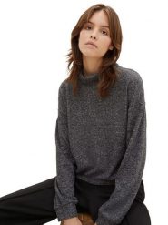 Tom Tailor Bluza w kolorze antracytowym rozmiar: S. Czarne bluzy Tom Tailor, s, bez wzorów, bez kaptura, na golfa. Za 70.24 zł.