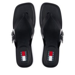 Japonki Tommy Jeans. Czarne baleriny Tommy Jeans, bez wzorów, z jeansu. Za 409.99 zł.