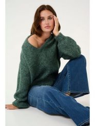 Kaffe Sweter w kolorze zielonym rozmiar: XL. Zielone swetry Kaffe, xl, bez wzorów, ze splotem, bez ramiączek. Za 122.96 zł.