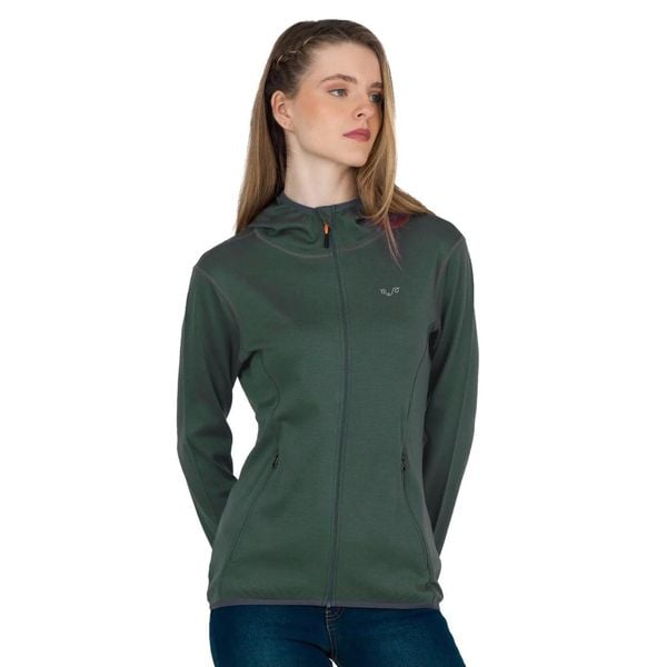 Damska bluza rozpinana z kapturem 100% Merino - Marin/Woolona. Zielone bluzy WOOLONA, bez wzorów, z kapturem. W wyprzedaży za 540.00 zł.