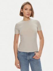 Calvin Klein T-Shirt K20K206553 Beżowy Slim Fit. Brązowe t-shirty Calvin Klein, xs, bez wzorów, bez kołnierzyka, bez ramiączek. Za 189.99 zł.