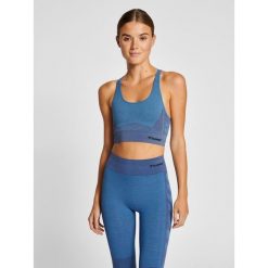 Stanik fitness cardio Hummel hmlClea. Niebieskie biustonosze sportowe Hummel, bez wzorów, na fitness i siłownię. Za 161.50 zł.