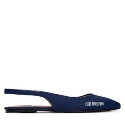 Baleriny LOVE MOSCHINO. Niebieskie baleriny Love Moschino, bez wzorów, bez obcasa, bez zapięcia. Za 839.99 zł.