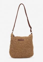 Ciemnobeżowa Torebka Boho z Plecionki z Regulowanym Paskiem Magnolla. Brązowe torebki klasyczne Renee, bez wzorów, boho, na ramię, bez dodatków. W wyprzedaży za 71.99 zł.