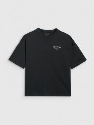 4F T-shirt oversize z nadrukiem damski - czarny XL. Czarne t-shirty sportowe 4f, uniwersalny, bez wzorów, z bawełny, bez ramiączek. Za 59.99 zł.