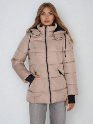 Steve Madden Kurtka zimowa w kolorze beżowym rozmiar: XL. Brązowe kurtki Steve Madden, na zimę, xl, bez wzorów, z puchu, bez kaptura. Za 173.99 zł.