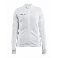 Bluza treningowa damska Craft Evolve Full Zip. Białe bluzy Craft, bez wzorów, sportowe, bez ramiączek, bez kaptura. Za 256.00 zł.