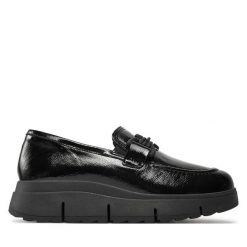 Półbuty Clarks. Czarne półbuty wsuwane Clarks, bez wzorów, bez obcasa, na koturnie. Za 309.99 zł.