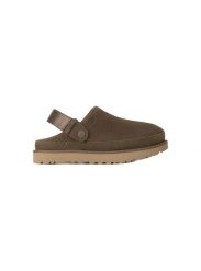Damskie klapki Ugg Goldenstar clog 1138252-DNS. Brązowe klapki UGG, bez wzorów, z materiału, eleganckie, z okrągłym noskiem, bez obcasa, bez zapięcia. Za 449.00 zł.