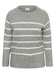 KAFFE curve Sweter "Erina" w kolorze szaro-białym rozmiar: L. Szare swetry KAFFE curve, l, bez wzorów, bez ramiączek. Za 86.99 zł.