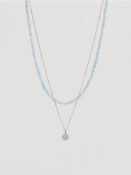 Naszyjnik z naturalnymi kamieniami - jasnoniebieski. Niebieskie naszyjniki Reserved. Za 59.99 zł.