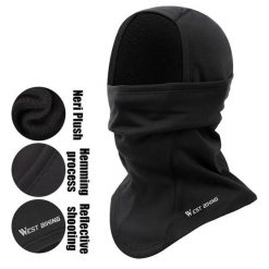 Czapka polarowa na wyprawy, skateboard, wiatroszczelna, czarna balaclava. Czarne czapki zimowe WEST BIKING, bez wzorów, z materiału, sportowe. Za 63.16 zł.