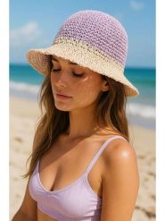 Lucky Bees Kapelusz przeciwsłoneczny w kolorze fioletowo-kremowym rozmiar: onesize. Różowe kapelusze Lucky Bees, bez wzorów, z materiału. Za 126.75 zł.