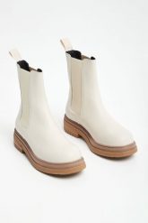 Skórzane botki Cuscino MARELLA ACCESORI. Brązowe botki Marella, bez wzorów, z gumy, bez obcasa, bez zapięcia. W wyprzedaży za 1,055.20 zł.