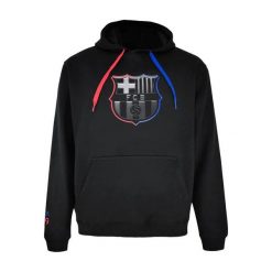 Bluza Z Kapturem dla dorosłych unisex Barça 2024-25. Czarne bluzy FC Barcelona, na zimę, l, bez wzorów, bez ramiączek, z kapturem. W wyprzedaży za 263.88 zł.
