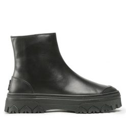 Botki Patrizia Pepe. Czarne botki Patrizia Pepe, bez wzorów, bez obcasa, na płaskiej podeszwie, bez zapięcia. Za 639.99 zł.