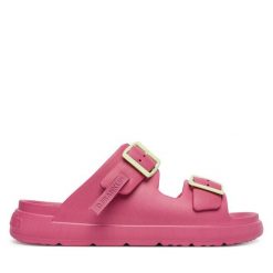 Sandały D.Franklin. Czerwone sandały D.Franklin, bez wzorów, bez obcasa, na płaskiej podeszwie, bez zapięcia. Za 169.99 zł.