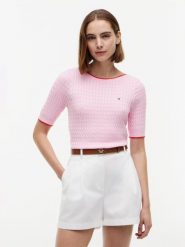 Tommy Hilfiger koszulka z dzianiny Kobiety Bawełna (100%) różowy, S. Czerwone t-shirty sportowe Tommy Hilfiger, s, bez wzorów, z bawełny, bez ramiączek. Za 489.95 zł.