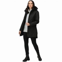 Kurtka Parka Sabinka Fur Trim Rozmiar 36 Czarny - RWP352-800. Czarne płaszcze Regatta, bez wzorów, z tkaniny, eleganckie, bez kaptura. W wyprzedaży za 388.00 zł.