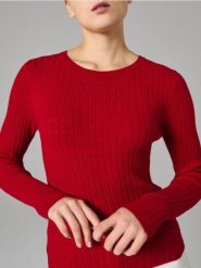 Ażurowy sweter - czerwony. Czerwone swetry Sinsay, l, w ażurowe wzory, bez ramiączek. Za 39.99 zł.