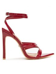 DeeZee Sandały YC7562-S-LP1 Czerwony. Czerwone sandały DeeZee, bez wzorów, ze skóry, bez obcasa, na szpilce, bez zapięcia. Za 139.99 zł.