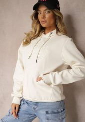 Beżowa Casualowa Bluza z Dodatkiem Bawełny Wykończona Kapturem i Sznurkami Neviola. Brązowe bluzy Renee, xl, bez wzorów, z bawełny, eleganckie, bez ramiączek, z kapturem. W wyprzedaży za 55.99 zł.