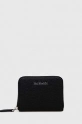 Trussardi portfel damski kolor czarny. Czarne portfele TRUSSARDI, bez wzorów, z materiału. Za 309.99 zł.
