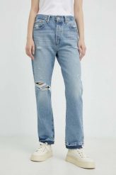 Levi's jeansy 501 CROP damskie high waist. Niebieskie jeansy Levi's, s, bez wzorów, z denimu, z podwyższonym stanem. W wyprzedaży za 369.99 zł.