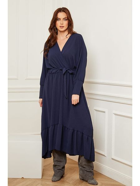 Plus Size Company Sukienka w kolorze granatowym rozmiar: 48. Niebieskie sukienki Plus Size Company, plus size, bez wzorów, z tkaniny, klasyczne, bez kołnierzyka, plus size, bez ramiączek, maxi, rozkloszowane. Za 69.91 zł.
