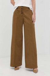 MAX&Co. spodnie damskie kolor brązowy szerokie high waist. Brązowe spodnie materiałowe MAX&Co., bez wzorów, z bawełny, z podwyższonym stanem. Za 889.99 zł.