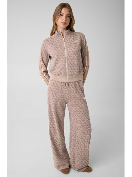 Guess Spodnie dresowe V6YB27 K5181 Beżowy Relaxed Fit. Brązowe spodnie dresowe Guess, z aplikacjami, z dresówki. Za 428.99 zł.