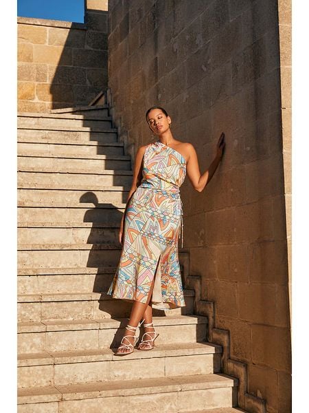 By Malina Sukienka "Ellie" ze wzorem rozmiar: S. Sukienki BY MALINA, s, bez wzorów, bez kołnierzyka, bez ramiączek, maxi. Za 368.09 zł.