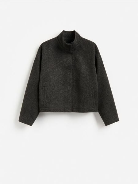 Kurtka ze stójką - ciemnoszary. Szare kurtki Reserved, l, bez wzorów, z tkaniny, bez kaptura. Za 199.99 zł.