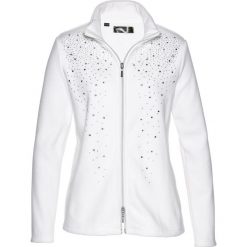 Bluza z polaru z połyskującymi kamieniami bonprix biel wełny - srebrny. Bluzy z polaru bonprix. Za 109.99 zł.