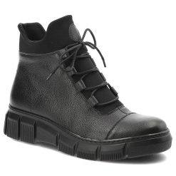 Czarne Botki Armodo Wygodne Obuwie Damskie. Czarne buty treningowe Armodo, na wiosnę, bez wzorów, ze skóry, bez zapięcia. Za 341.99 zł.